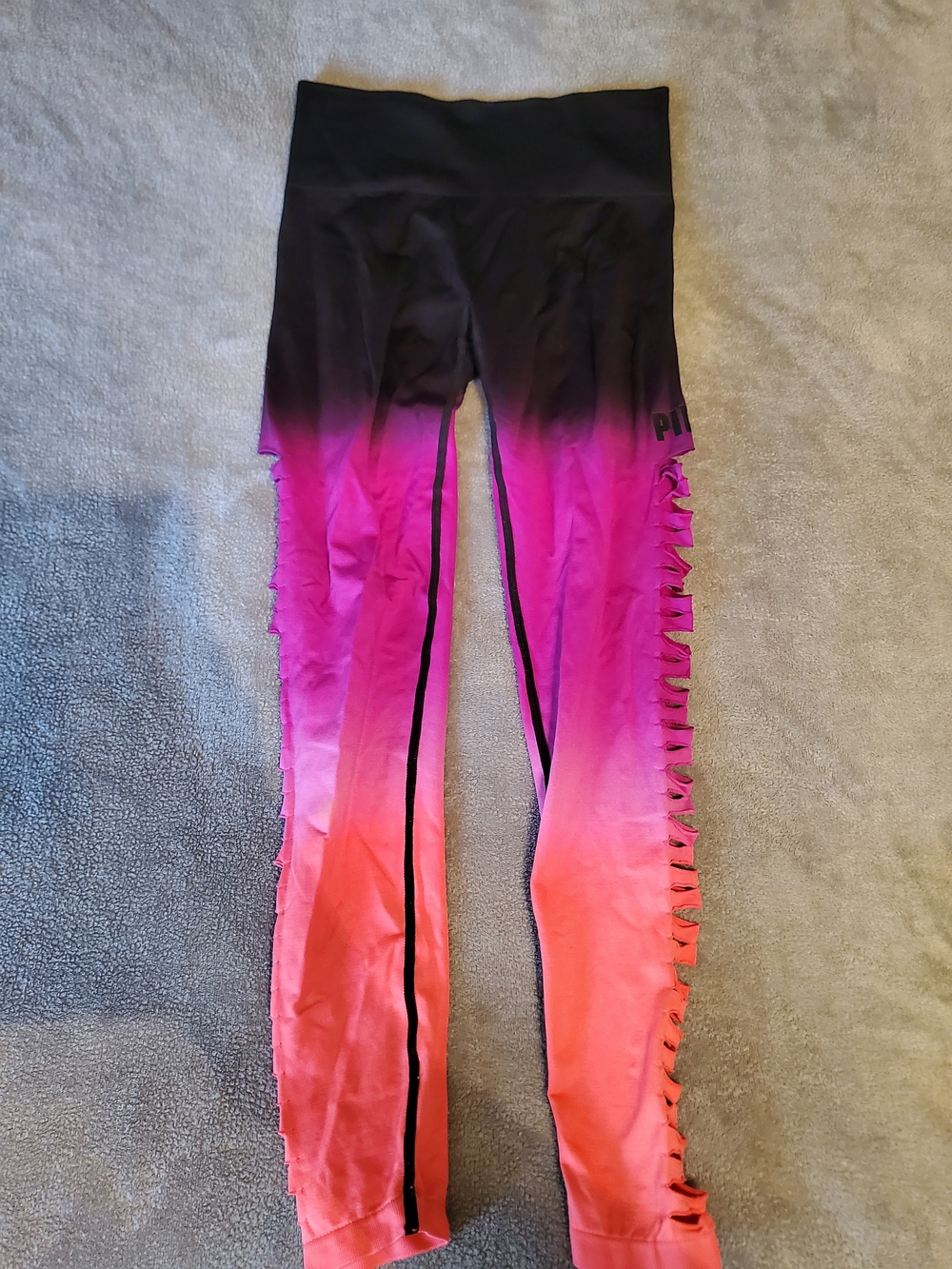 PINK Victoria's Secret Black-to-Pink Ombre Leggings with Coral Accents